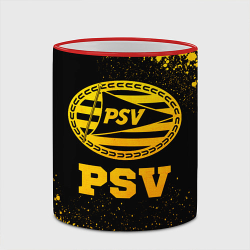 Кружка цветная PSV - gold gradient / 3D-Красный кант – фото 2