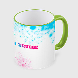 Кружка 3D Club Brugge neon gradient style по-горизонтали, цвет: 3D-светло-зеленый кант