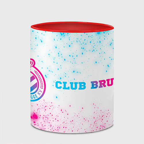 Кружка цветная Club Brugge neon gradient style по-горизонтали / 3D-Белый + красный – фото 2