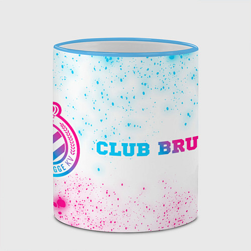 Кружка цветная Club Brugge neon gradient style по-горизонтали / 3D-Небесно-голубой кант – фото 2