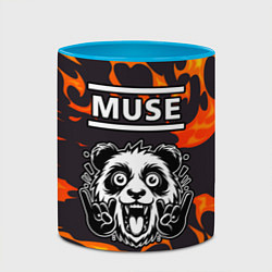 Кружка 3D Muse рок панда и огонь, цвет: 3D-белый + небесно-голубой — фото 2
