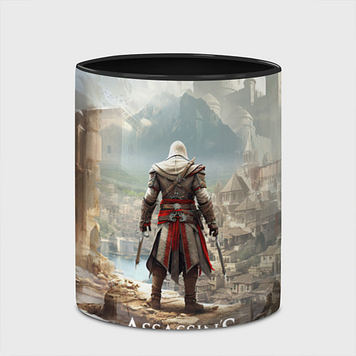 Кружка цветная Assassins creed старинный город / 3D-Белый + черный – фото 2