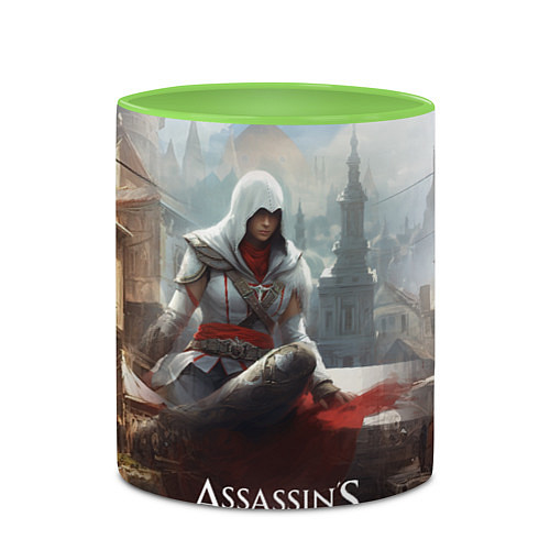 Кружка цветная Assassins creed poster game / 3D-Белый + светло-зеленый – фото 2