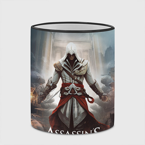 Кружка цветная Assassins creed poster game / 3D-Черный кант – фото 2
