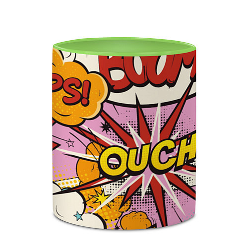 Кружка цветная Oops-boom: комикс бум / 3D-Белый + светло-зеленый – фото 2