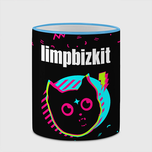 Кружка цветная Limp Bizkit - rock star cat / 3D-Небесно-голубой кант – фото 2
