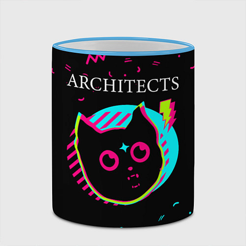 Кружка цветная Architects - rock star cat / 3D-Небесно-голубой кант – фото 2