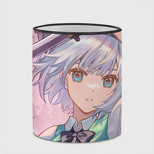 Кружка цветная Touhou Project Youmu Konpaku мило / 3D-Черный кант – фото 2