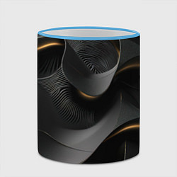 Кружка 3D Черная абстракция с темными золотыми вставками, цвет: 3D-небесно-голубой кант — фото 2