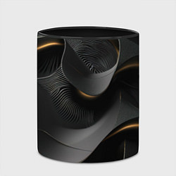 Кружка 3D Черная абстракция с темными золотыми вставками, цвет: 3D-белый + черный — фото 2