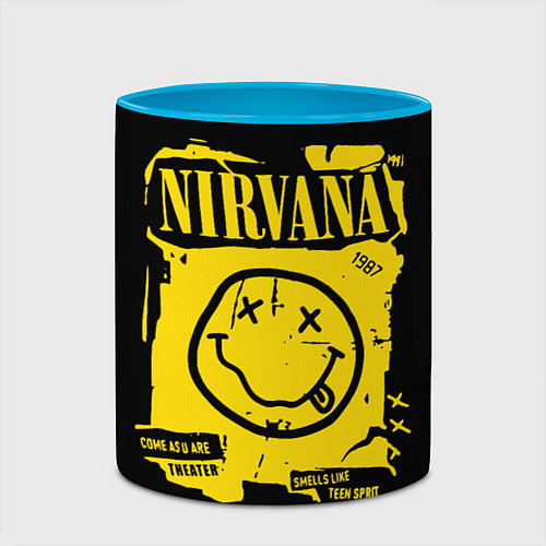 Кружка цветная Nirvana - смайлик / 3D-Белый + небесно-голубой – фото 2