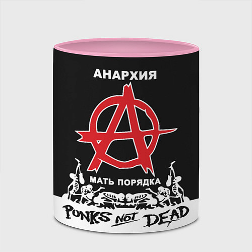 Кружка цветная Анархия - Punks not dead / 3D-Белый + розовый – фото 2