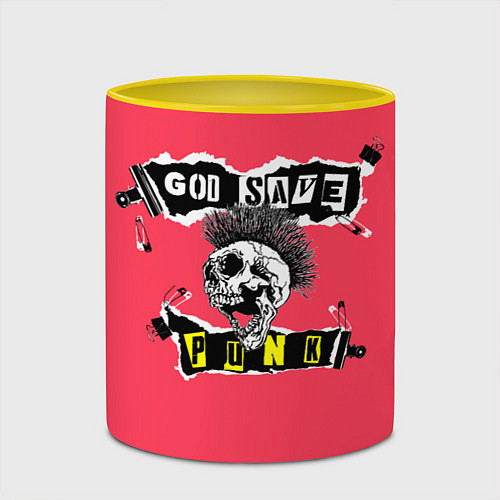 Кружка цветная God save pank / 3D-Белый + желтый – фото 2