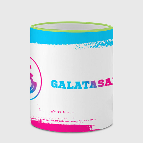 Кружка цветная Galatasaray neon gradient style по-горизонтали / 3D-Светло-зеленый кант – фото 2