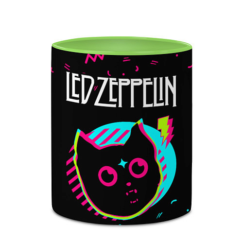 Кружка цветная Led Zeppelin - rock star cat / 3D-Белый + светло-зеленый – фото 2