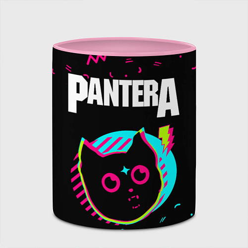 Кружка цветная Pantera - rock star cat / 3D-Белый + розовый – фото 2