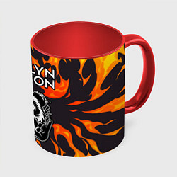 Кружка 3D Marilyn Manson рок панда и огонь, цвет: 3D-белый + красный