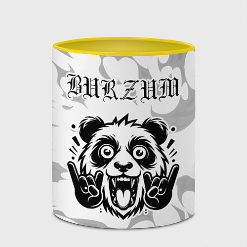 Кружка цветная Burzum рок панда на светлом фоне / 3D-Белый + желтый – фото 2