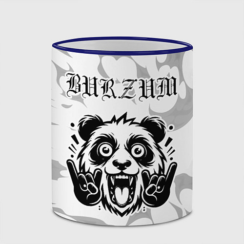 Кружка цветная Burzum рок панда на светлом фоне / 3D-Синий кант – фото 2