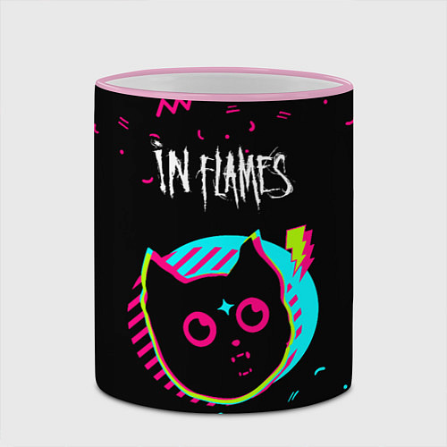 Кружка цветная In Flames - rock star cat / 3D-Розовый кант – фото 2