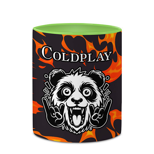 Кружка цветная Coldplay рок панда и огонь / 3D-Белый + светло-зеленый – фото 2