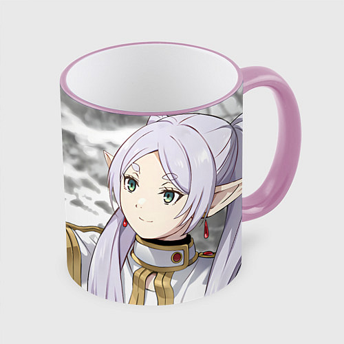 Кружка цветная Sousou no Frieren / 3D-Розовый кант – фото 1