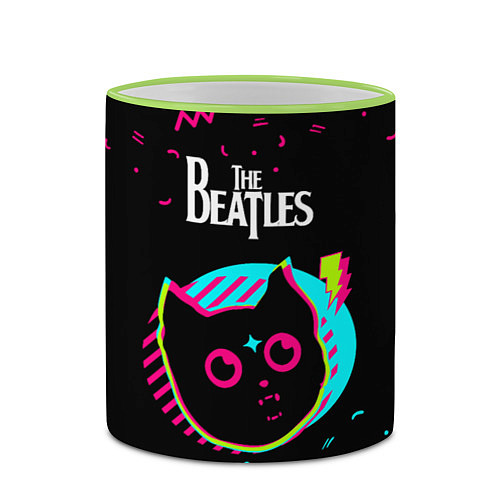 Кружка цветная The Beatles - rock star cat / 3D-Светло-зеленый кант – фото 2