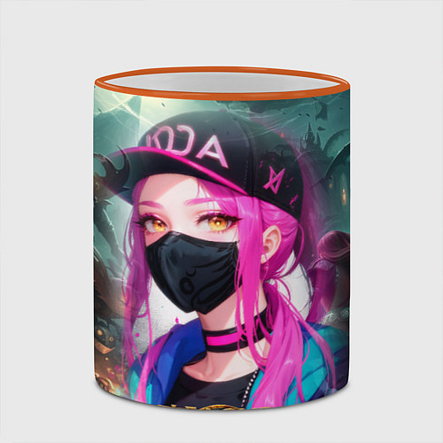 Кружка цветная League Of Legends Akali Kda / 3D-Оранжевый кант – фото 2