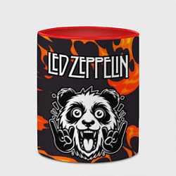 Кружка 3D Led Zeppelin рок панда и огонь, цвет: 3D-белый + красный — фото 2