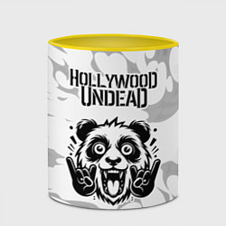 Кружка 3D Hollywood Undead рок панда на светлом фоне, цвет: 3D-белый + желтый — фото 2