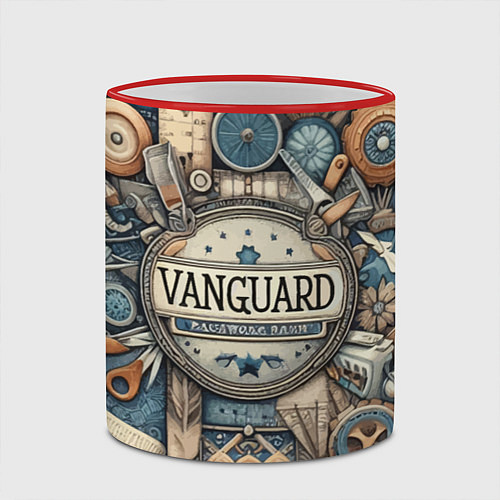 Кружка цветная Vanguard composition - ai art / 3D-Красный кант – фото 2
