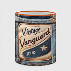 Кружка 3D Vintage vanguard jeans - patchwork, цвет: 3D-оранжевый кант — фото 2
