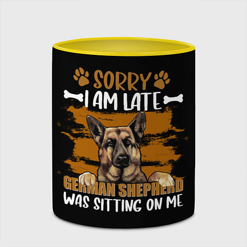 Кружка цветная Немецкая овчарка - german shepherd / 3D-Белый + желтый – фото 2