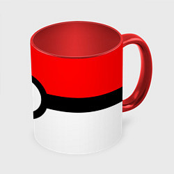 Кружка 3D Pokeball texture, цвет: 3D-белый + красный