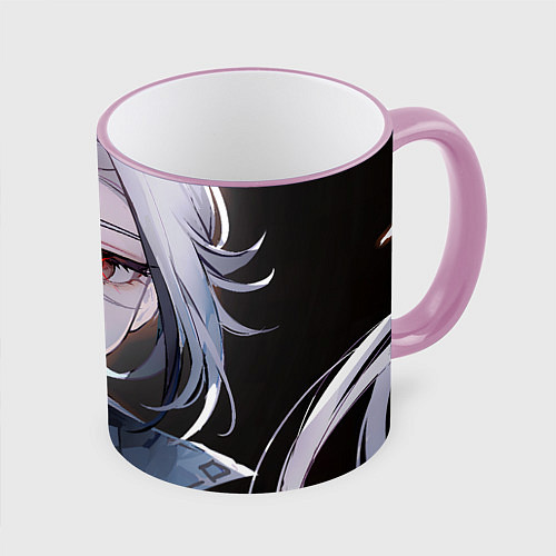 Кружка цветная Genshin Impact Арлекино smile quiet / 3D-Розовый кант – фото 1