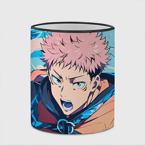Кружка цветная Юдзи Итадори из Jujutsu Kaisen / 3D-Черный кант – фото 2