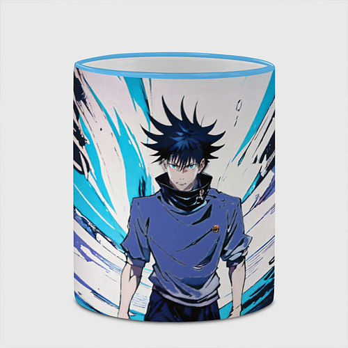 Кружка цветная Мэгуми Фусигуро из Jujutsu Kaisen абстракция / 3D-Небесно-голубой кант – фото 2
