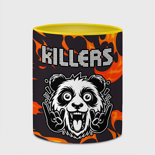 Кружка цветная The Killers рок панда и огонь / 3D-Белый + желтый – фото 2