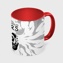 Кружка 3D Thirty Seconds to Mars рок панда на светлом фоне, цвет: 3D-белый + красный