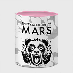 Кружка 3D Thirty Seconds to Mars рок панда на светлом фоне, цвет: 3D-белый + розовый — фото 2