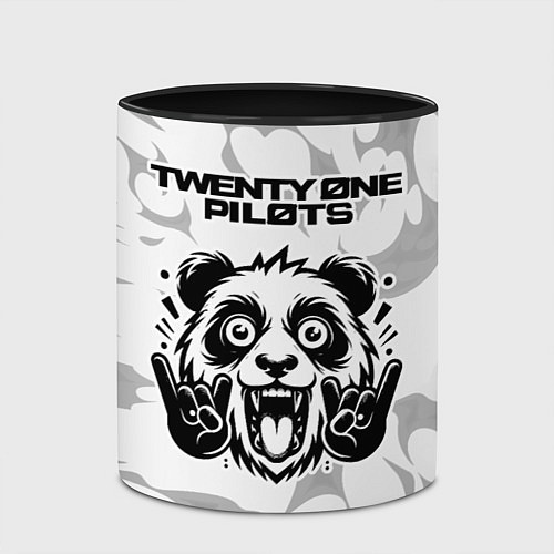 Кружка цветная Twenty One Pilots рок панда на светлом фоне / 3D-Белый + черный – фото 2