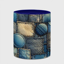 Кружка 3D Denim patchwork - ai art, цвет: 3D-белый + синий — фото 2