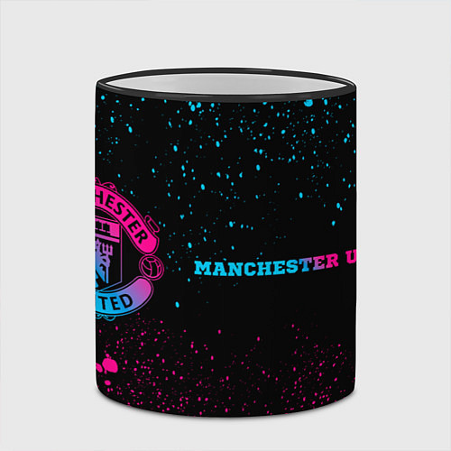 Кружка цветная Manchester United - neon gradient по-горизонтали / 3D-Черный кант – фото 2