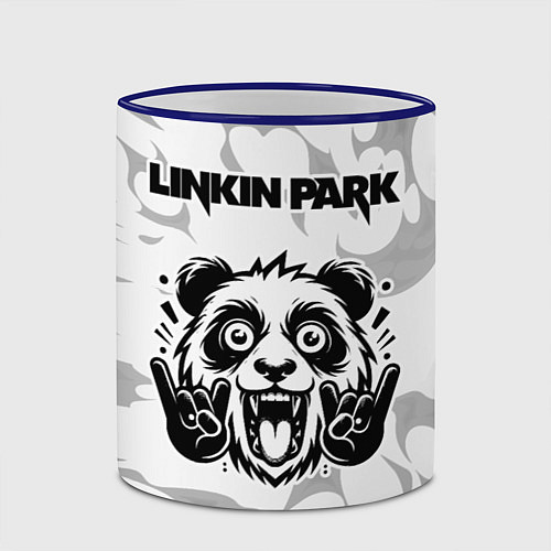Кружка цветная Linkin Park рок панда на светлом фоне / 3D-Синий кант – фото 2
