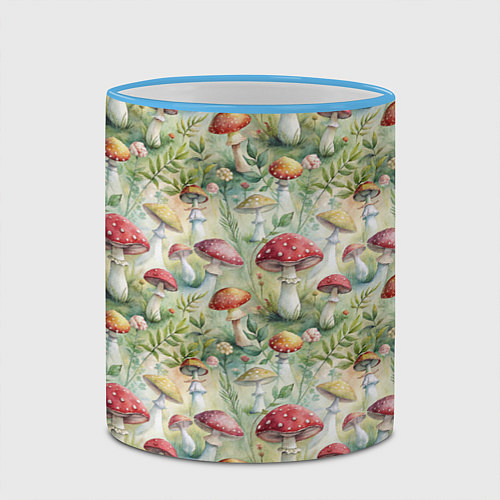 Кружка цветная Дикие грибы лесные мухоморы / 3D-Небесно-голубой кант – фото 2