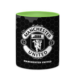 Кружка 3D Manchester United sport на темном фоне, цвет: 3D-белый + светло-зеленый — фото 2