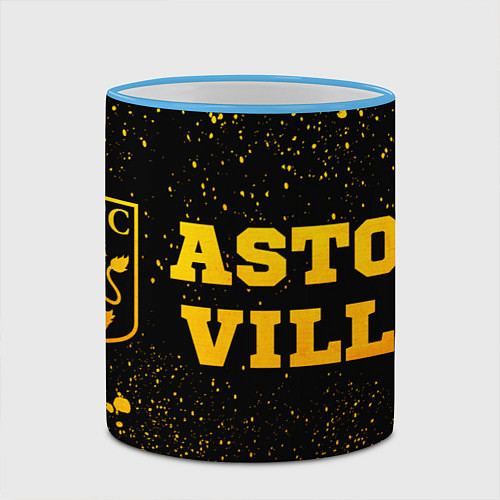 Кружка цветная Aston Villa - gold gradient по-горизонтали / 3D-Небесно-голубой кант – фото 2