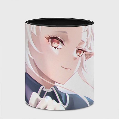 Кружка цветная Реинкарнация Безработного Сильфиетта smile / 3D-Белый + черный – фото 2