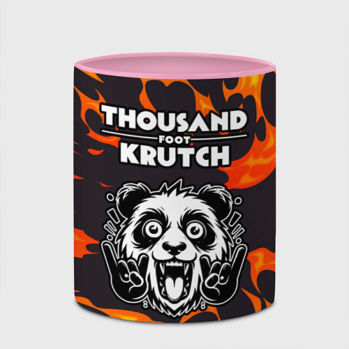 Кружка цветная Thousand Foot Krutch рок панда и огонь / 3D-Белый + розовый – фото 2