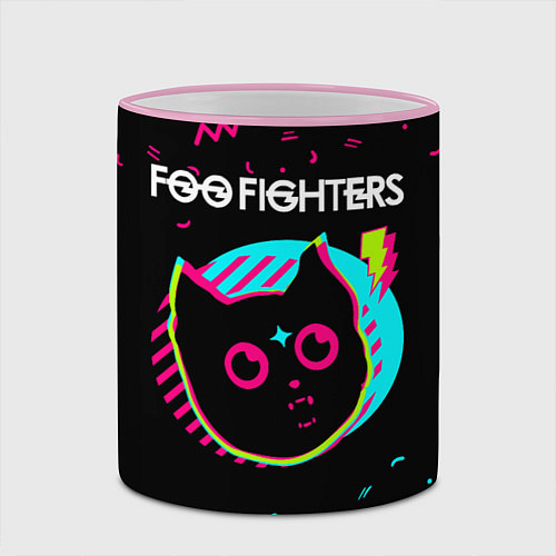 Кружка цветная Foo Fighters - rock star cat / 3D-Розовый кант – фото 2